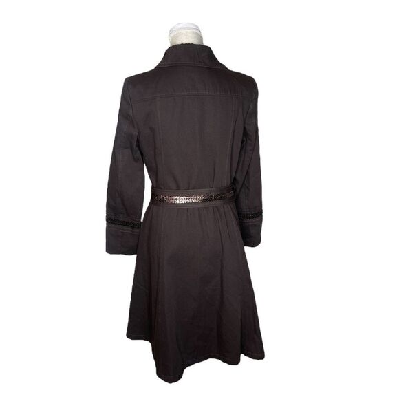 Zara Trench Coat with Peter Pan Collar & Sequin Embellishment Detail Size Large - Picture 3 of 12